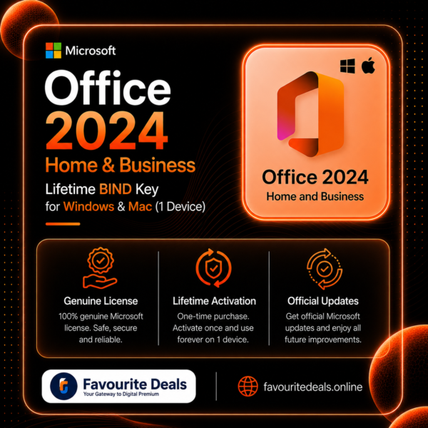 Microsoft Office Home & Business 2024 – Lifetime BIND Key for Windows & Mac (1 Device)